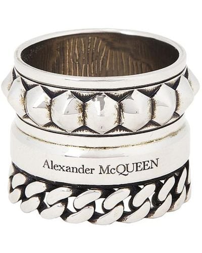 Alexander McQueen Punk Multilayer Ring - White