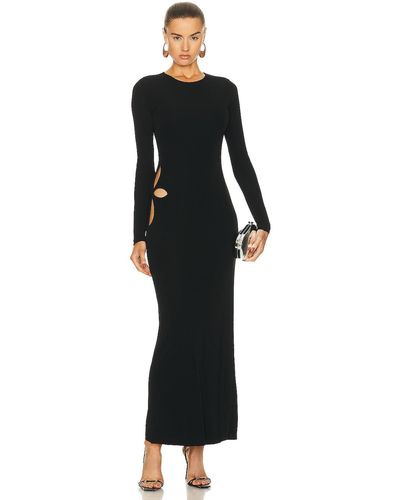 Zeynep Arcay Leaf Cutout Maxi Jersey Dress - Black