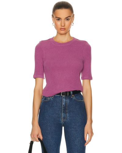 Enza Costa Knit Half Sleeve Top - Purple