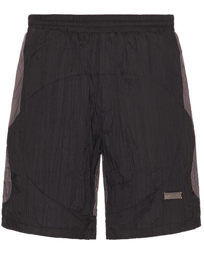 C2H4 Wrinkled Nylon Arch Paneled Track Shorts - Black