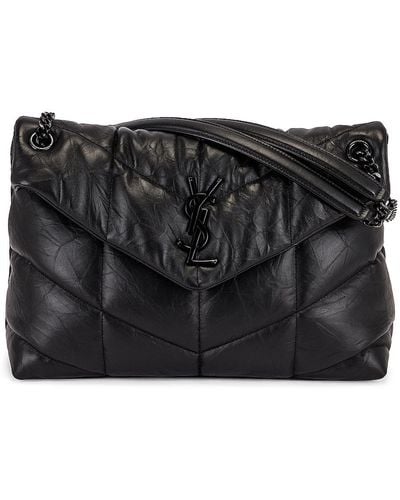 Saint Laurent Medium Puffer Leather Shoulder Bag - Black