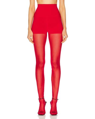 Norma Kamali Legging W/ Mesh Bottom Footsie - Red
