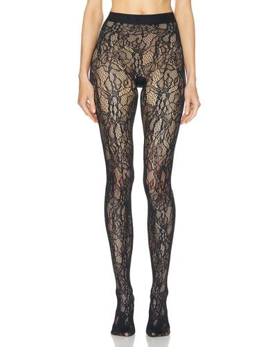Wolford Floral Net Tights - Gray