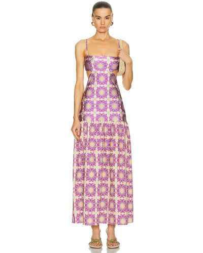 Adriana Degreas Exotic Coral Cut Out Long Dress - Pink