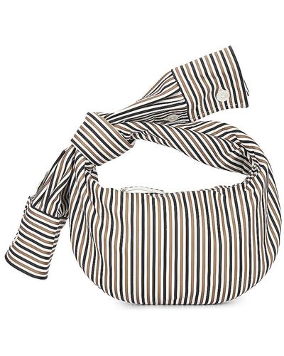 Bottega Veneta Mini Jodie Nappa Print Shirt Stripes Bag - Metallic