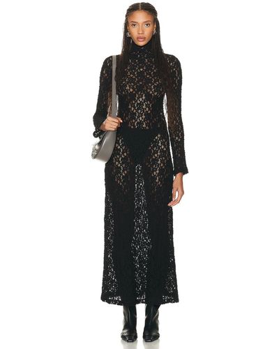 Chloé Turtleneck Lace Maxi Dress - Black