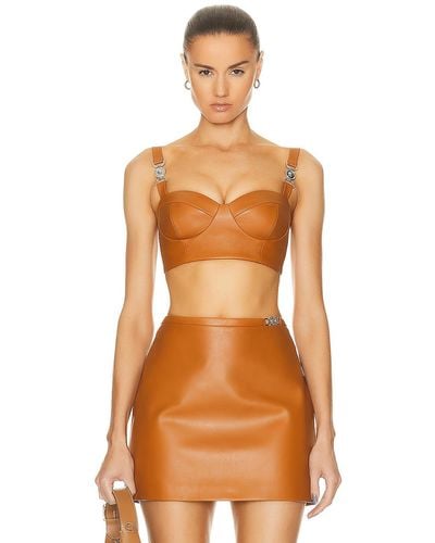Versace Leather Bustier Top - Orange