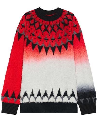 Sacai Jacquard Knit Pullover - Red