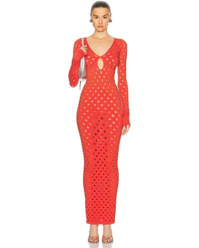 Maisie Wilen Perforated Gown - Red