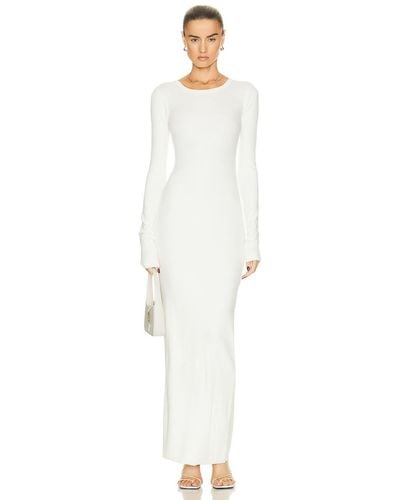ÉTERNE Long Sleeve Crewneck Maxi Dress - White