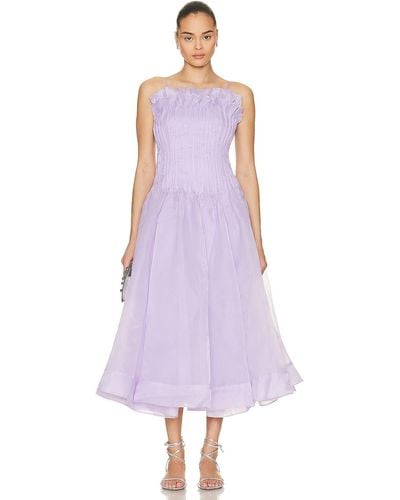 Aje. Horizon Pintucked Midi Dress - Purple