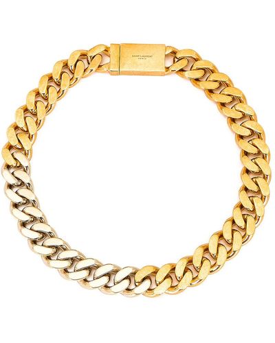 Saint Laurent Thick Curb Chain Necklace - Metallic