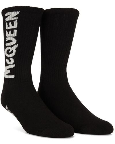 Alexander McQueen Socks Graffiti - Black