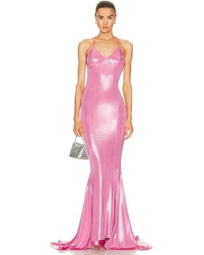 Norma Kamali Low Back Slip Mermaid Fishtail Gown - Pink