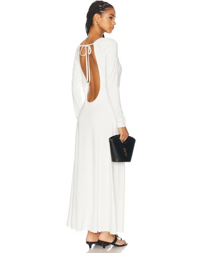 Caroline Constas Aliyah Scoop Back Long Sleeve Midi Dress - White