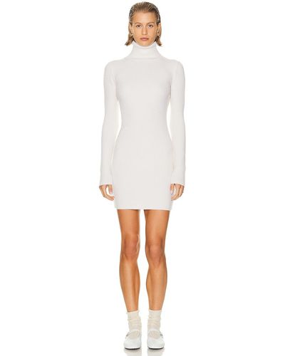 Enza Costa Rib Turtleneck Sweater Dress - White