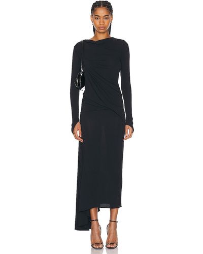 Givenchy Asymmetrical Long Sleeve Dress - Black
