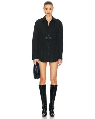 Alexander Wang Button Down Tunic Dress With Leather Belt - Black