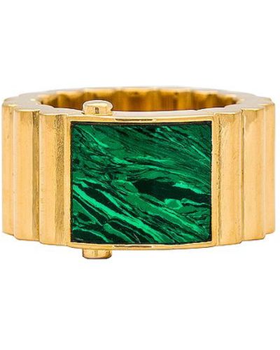 Bottega Veneta Pas Gold Silver Ring - Green