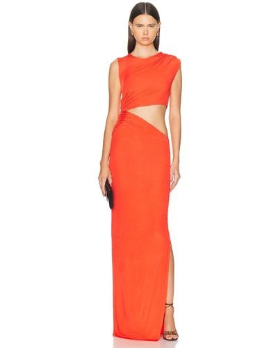 Atlein Cut Out Sleeveless Long Dress - Orange