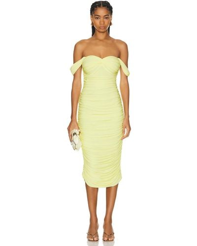 Norma Kamali Walter Dress Below The Knee With Winglet Sleeves - Yellow
