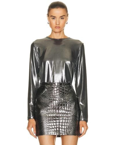 Tom Ford Laminated Long Sleeve Top - Black