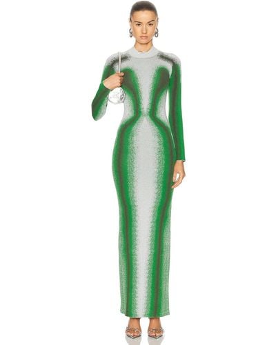 Y. Project Gradient Knit Long Sleeve Dress - Green