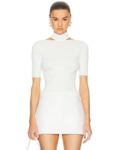Cult Gaia Brianna Short Sleeve Knit Top - White
