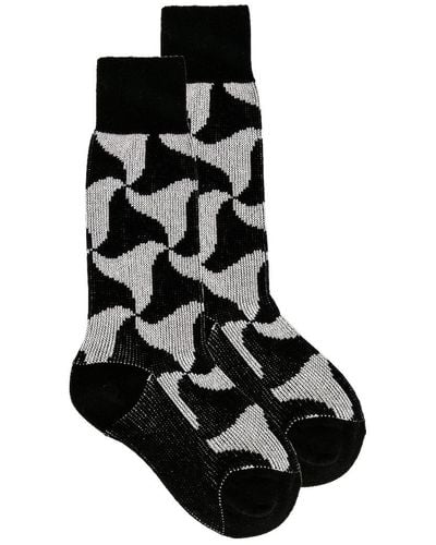 Bottega Veneta Wavy Triangle Cashmere Socks - Black