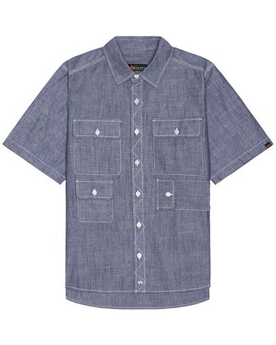 Alpha Industries Short Sleeve Multi Pocket Shirt - Blue