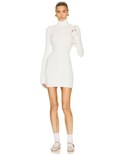 ÉTERNE Long Sleeve Turtleneck Mini Dress - White