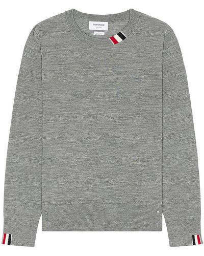 Thom Browne Rwb Relaxed Fit Crew Neck Pullover In - Gray