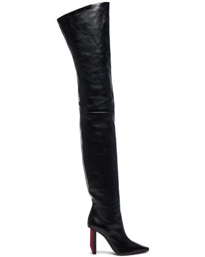 Vetements Reflector Leather Thigh High Boots - Black