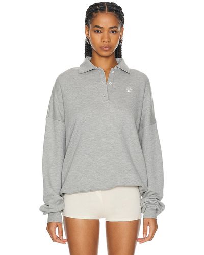 ÉTERNE Oversized Polo Sweatshirt - Gray