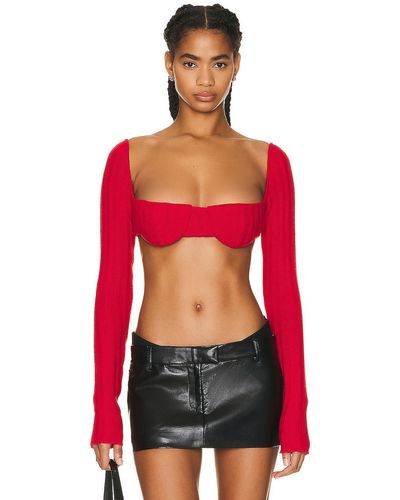 LAQUAN SMITH Ribbed Knit Bra Top - Red