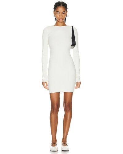 ÉTERNE Long Sleeve Crewneck Mini Dress - White