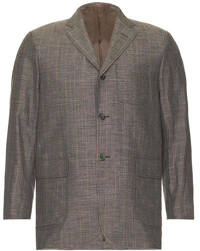 Beams Plus Jacket Linen Plaid - Gray