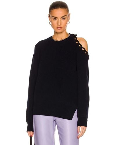 Monse Rope Cut Out Shoulder Sweater - Blue