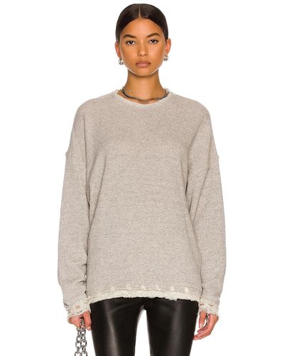 R13 Shredded Edge Oversized Sweatshirt - Gray