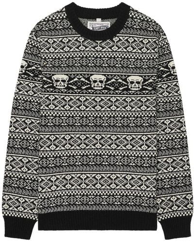 Schott Nyc Fairisle Skull Sweater - Black