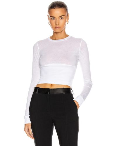 Wardrobe NYC Fitted Long Sleeve Crop - White