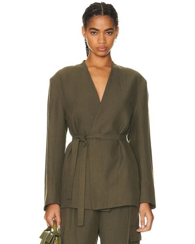 Enza Costa For Fwrd Twill Belted Jacket - Green