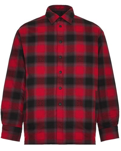 Givenchy Classic Fit All Over Print Long Sleeve Overshirt - Red