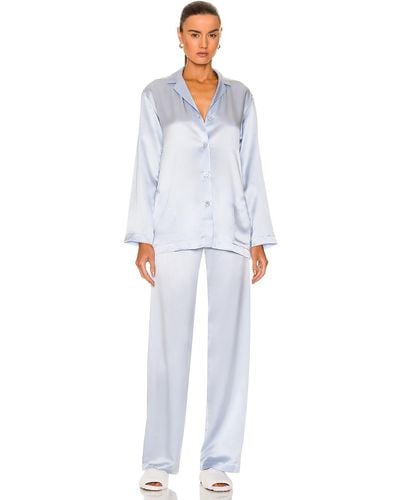 La Perla Silk Long Pajama Set - Blue