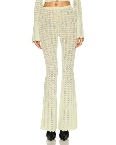 Alessandra Rich Lace Knit Flare Pants - Natural