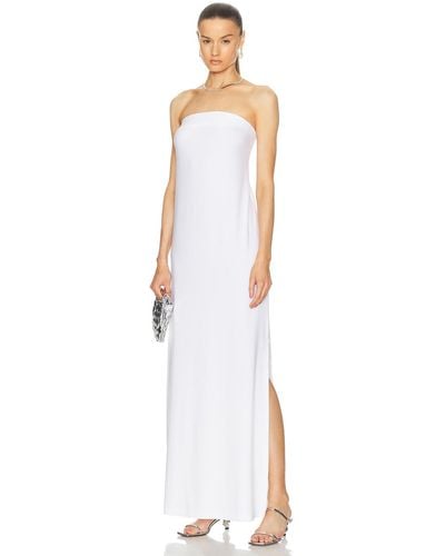 Norma Kamali Strapless Tailored Side Slit Gown - White