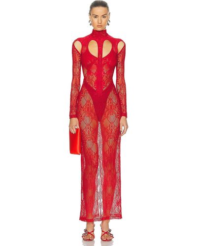 Dion Lee Heart Loop Lace Dress - Red