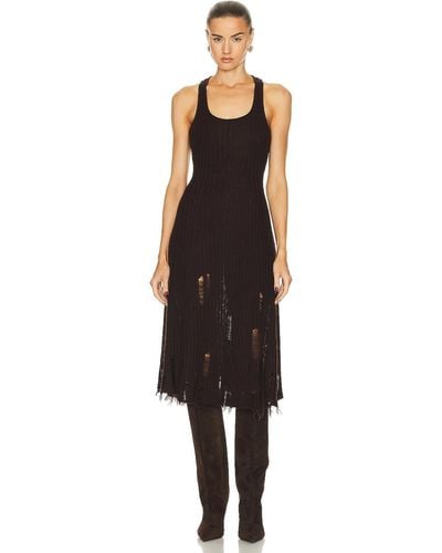 Acne Studios Sleeveless Distressed Knit Dress - Black