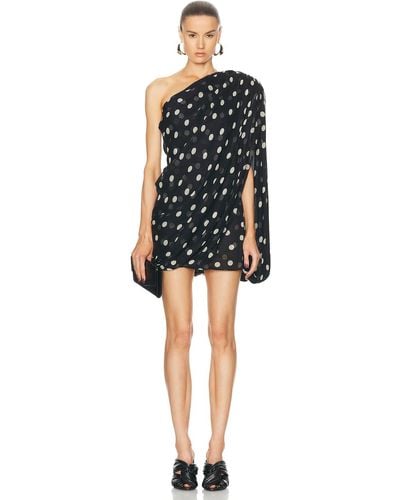 Stella McCartney Polka Dots Print Half Shoulder Dress - Black