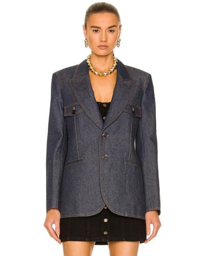 Saint Laurent Tailored Jacket - Blue